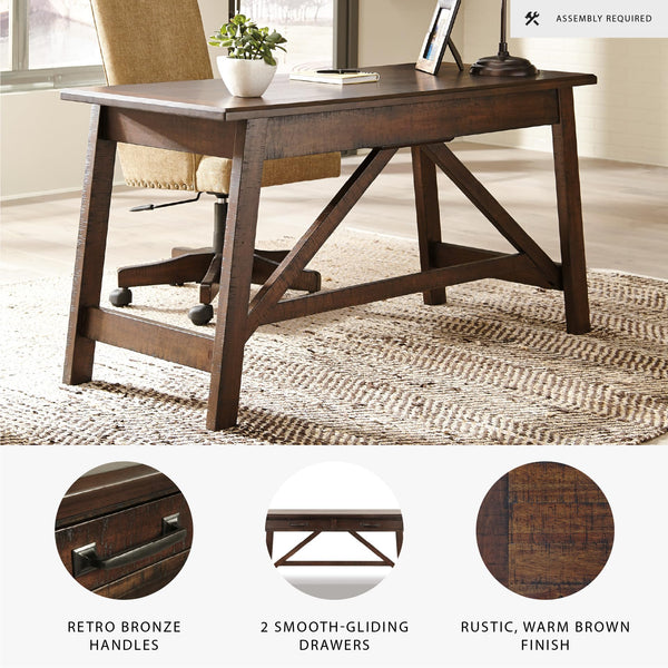 Rustic Industrial Home Office Desk with Drawers