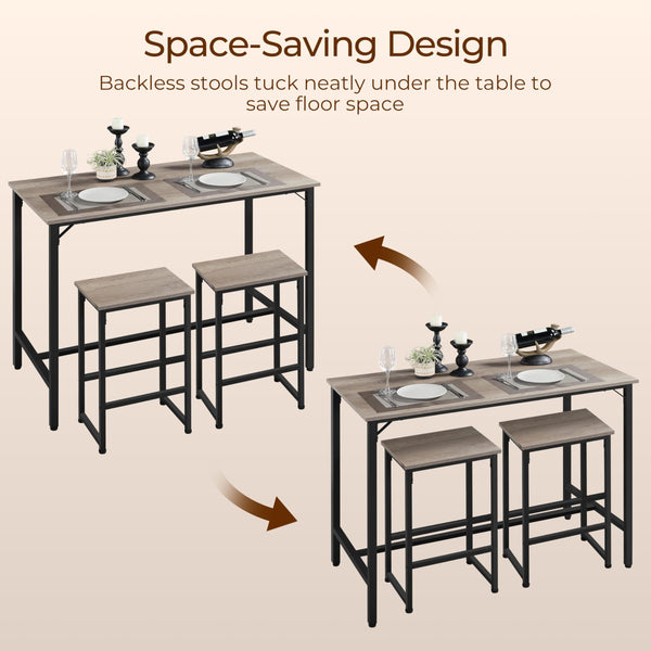 3-Piece Counter Height Dining Table Set with Bar Stools