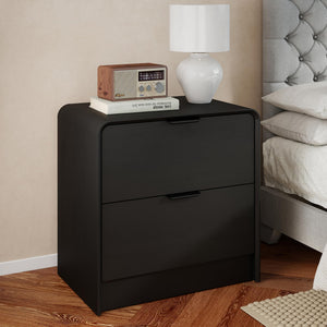 Modern 2-Drawer Nightstand with Curved Edges