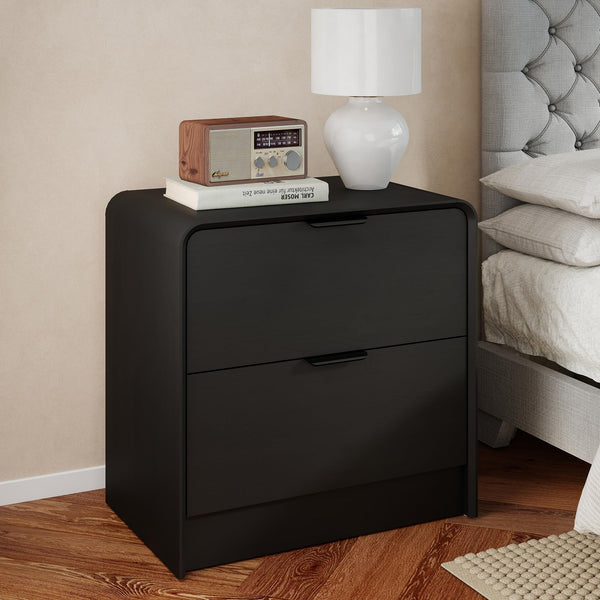 Modern 2-Drawer Nightstand with Curved Edges