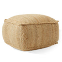 Square Braided Jute Pouf Ottoman 22" x 22" x 14"