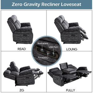 Power Reclining Sofa & Loveseat Set with USB Port, Console & Cup Holders