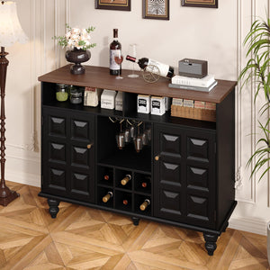 45" Wine Bar Cabinet with Wine Rack & Glass Holder