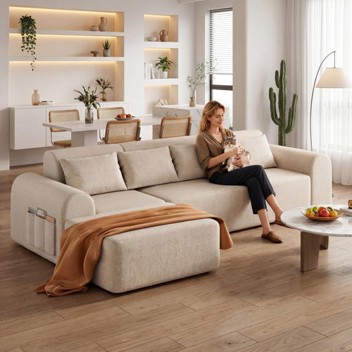 4-Piece L-Shaped Modular Sectional Sofa with Ottoman