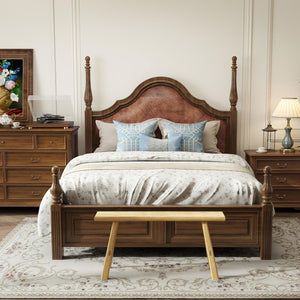 36-Inch Solid Elm Wood Bench – Handmade Mortise & Tenon, Seats 2–3, Natural Wood