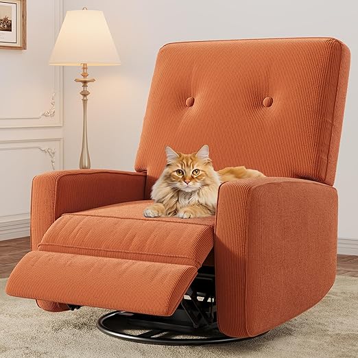 Swivel Rocking Glider Recliner Chair with Adjustable Backrest & Footrest