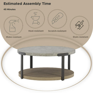 Round 3-Piece Occasional Table Set with Casters