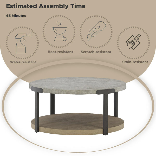 Round 3-Piece Occasional Table Set with Casters