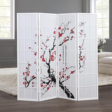 6-Panel Plum Blossom Folding Room Divider