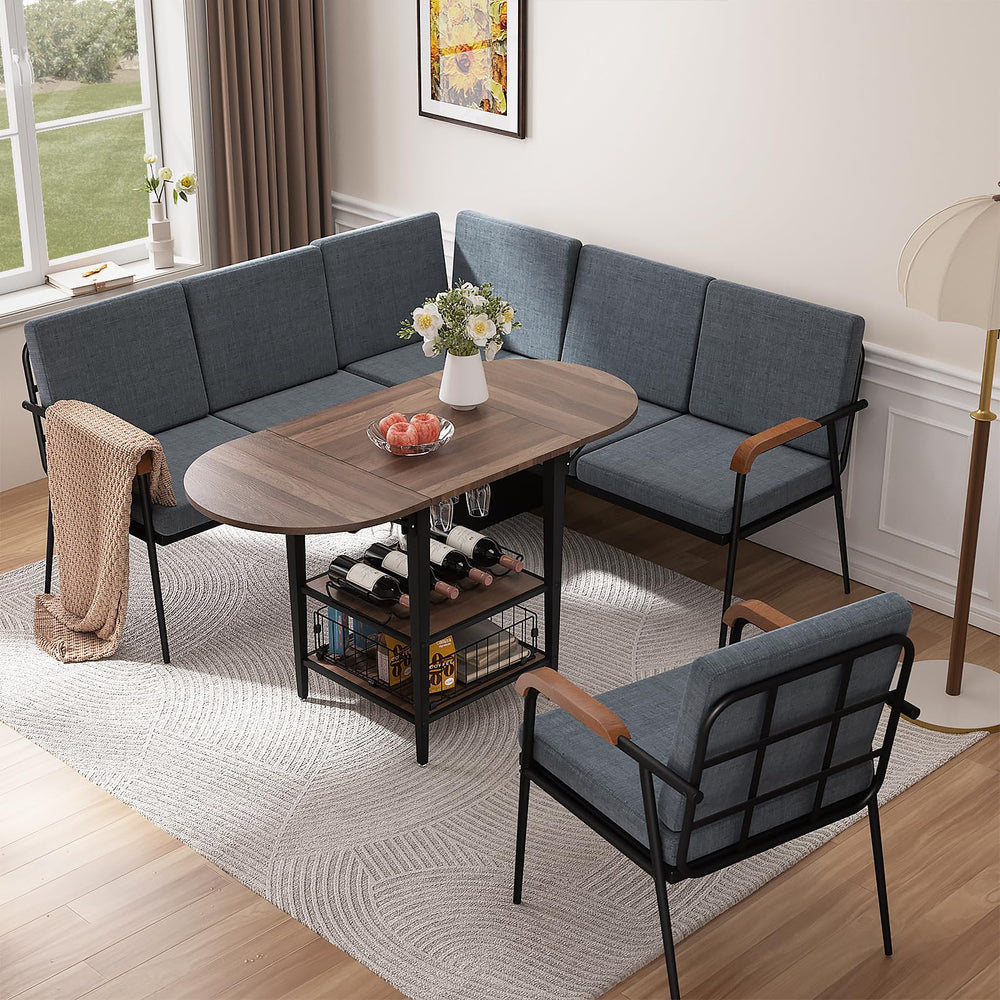 Corner Dining Table Set with Storage Bench