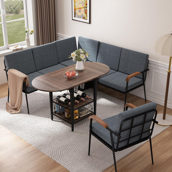 Corner Dining Table Set with Storage Bench