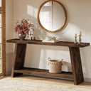 70.9" Farmhouse Solid Wood Console Table with 2-Tier Storage