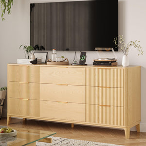 9-Drawer Fluted Dresser – 62.9" Wide Bedroom Chest of Drawers