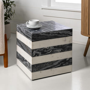 Natural Marble Cube End Table 15.5"