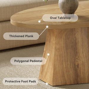Oval Coffee Table 47-Inch with Polygonal Pedestal