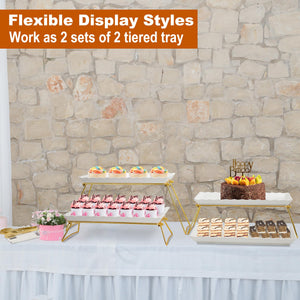 4-Tier Serving Tray Set with Stand – Wave Edge Melamine Platters