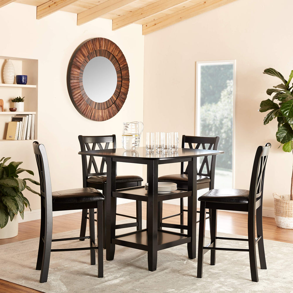 5-Piece Counter Height Dining Set with Display Shelves