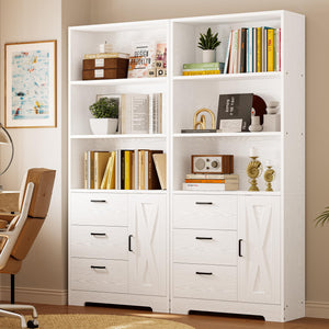 71-Inch Tall Bookcase with Cabinet and 3 Drawers