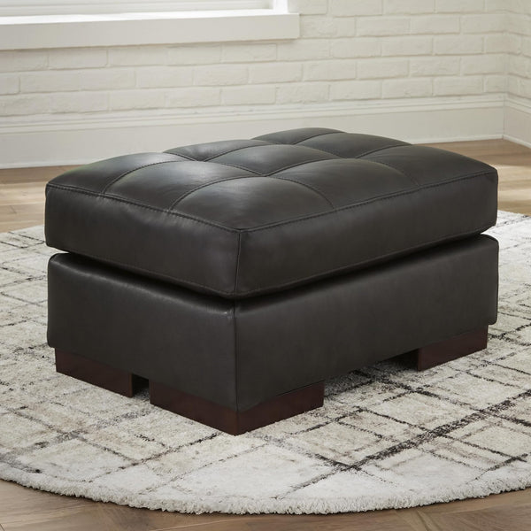 Leather Tufted Rectangular Ottoman, Dark Brown