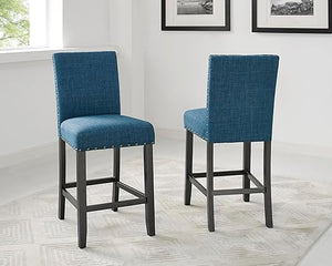 Fabric Counter Height Stools with Nailhead Trim, Set of 2