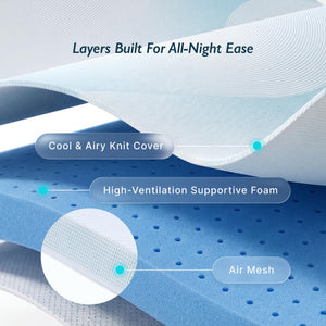 3-Inch Cooling Mattress Topper with Breathable Foam & Washable Cover