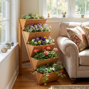 5-Tier Wooden Vertical Raised Garden Bed Set of 2