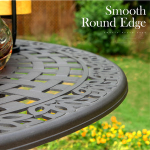 Round Cast Aluminum Outdoor Dining Table with Umbrella Hole