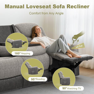 Recliner Sectional Sofa with Flip Middle Backrest & Console