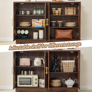 Fluted Sideboard Buffet Cabinet with 4 Doors & Adjustable Shelves