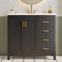 36-Inch Black Bathroom Vanity with Sink and Storage