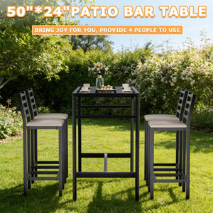 5-Piece Outdoor Patio Bar Set with Counter Height Table & Cushioned Stools