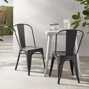 Stackable Metal Dining Chairs Set of 4
