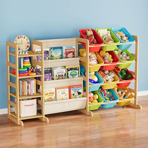 3-Tier Kids Toy Storage Organizer with 4 Shelves & 12 Bins