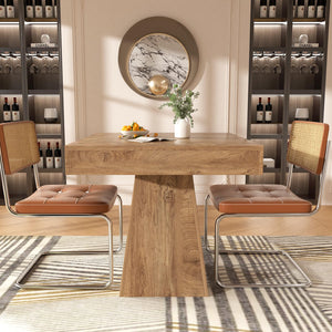 Square Dining Table 31.5" – Rustic Wood, Pedestal Base