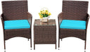 3-Piece PE Rattan Patio Furniture Set with Chairs and Table