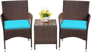 3-Piece PE Rattan Patio Furniture Set with Chairs and Table