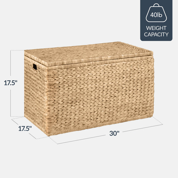 Water Hyacinth Wicker Storage Trunk with Lid & Handles