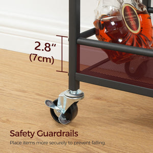 3-Tier Rolling Bar Cart with Wine Rack