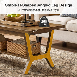 2-Tier Farmhouse Coffee Table with Storage Shelf