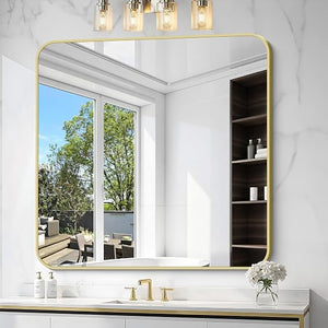 Rectangular Aluminum Frame Bathroom Mirror 28x42 Inch