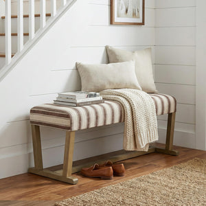 Upholstered Entryway Bench with Cushion and Rubberwood Legs