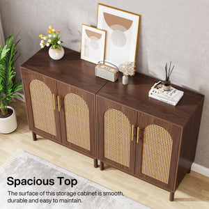 Rattan Sideboard Buffet Cabinet with Storage, 59 Inch