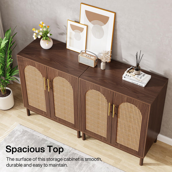 Rattan Sideboard Buffet Cabinet with Storage, 59 Inch