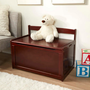 Wooden Toy Chest with Safety-Hinged Lid – Espresso