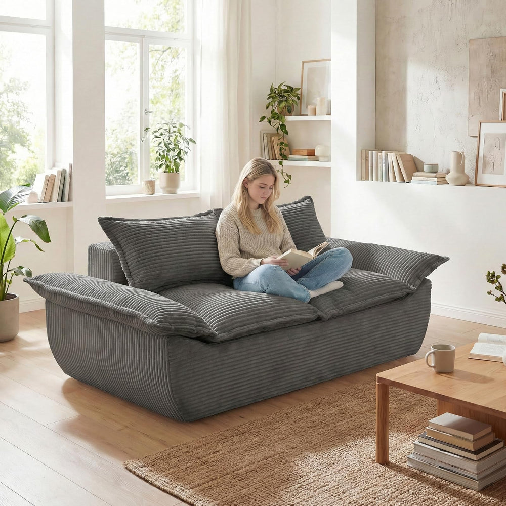 59" Boneless Loveseat Sofa – 2-Seater Foam Couch with Removable Cushions