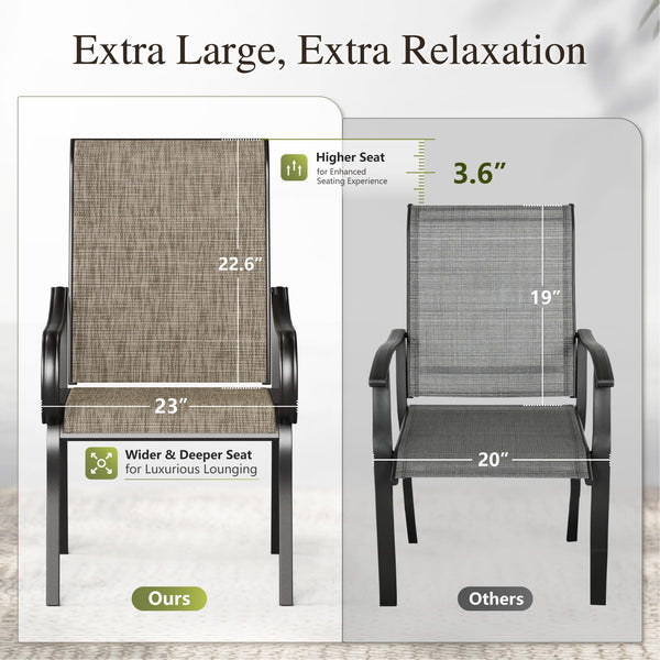 Outdoor Patio Dining Chairs with High Back Textilene