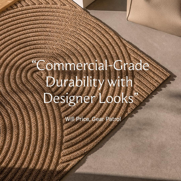 Beige Indoor Outdoor Door Mat 24x35 – Recycled Plastic & Rubber Entryway Rug