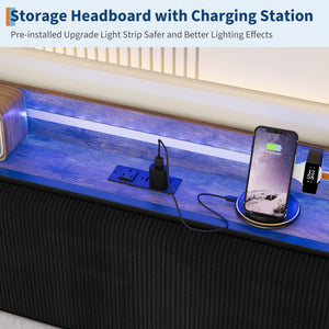Twin Daybed with Pop-Up Trundle, RGB LED & Charging Station