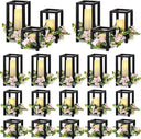 Wooden Wedding Lantern Centerpiece Set with LED Candles – 45 Pieces