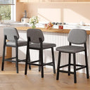 Counter Height Bar Stools Set of 3, 26" Upholstered Kitchen Bar Chairs with Metal Legs